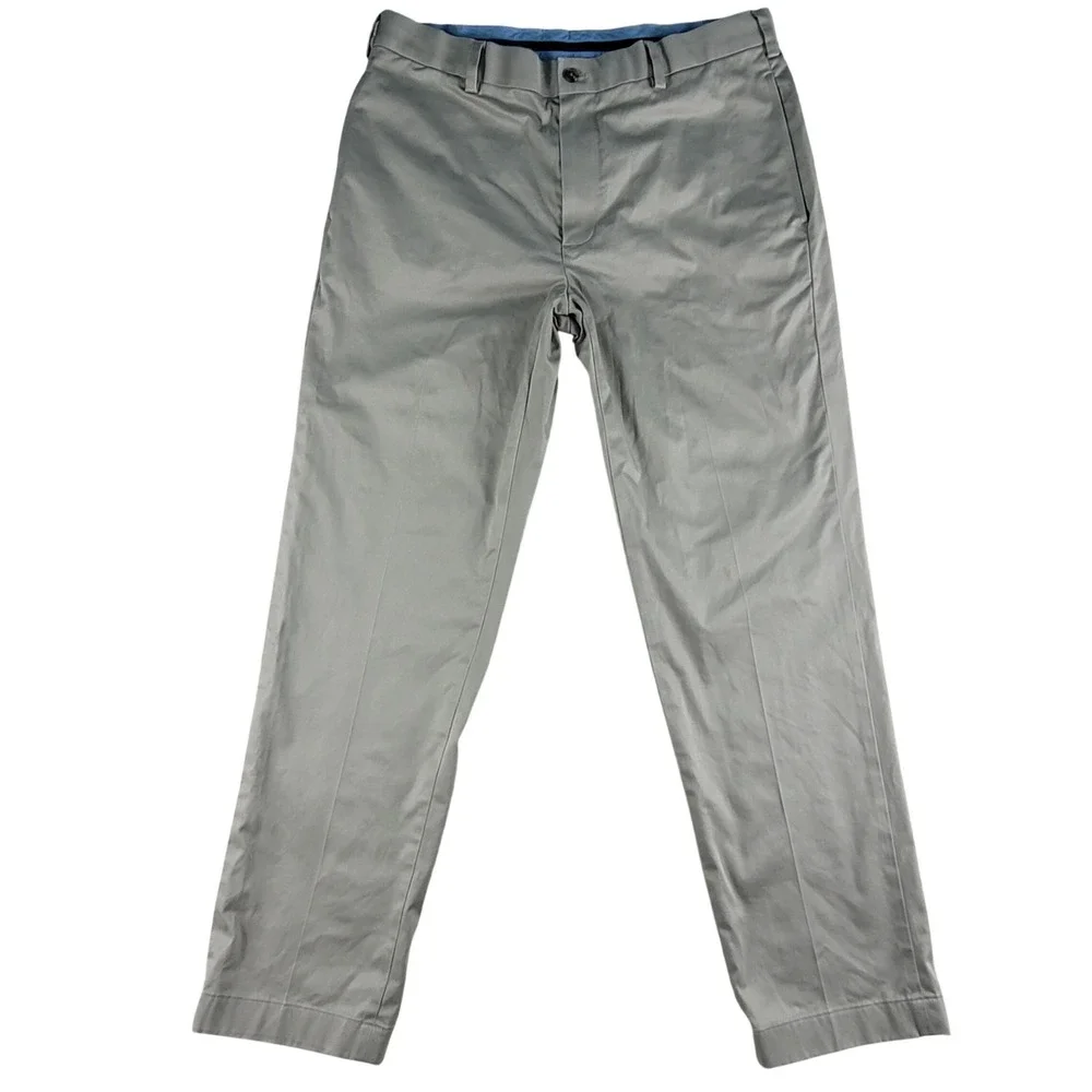 Brooks Brothers Clark Fit Pants 35x31 Beige Light Weight Advantage Chino Stretch